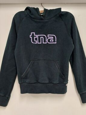 Vintage TNA Black Pullover Hoodie with Lilac Logo